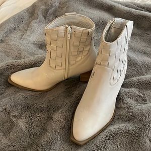White Leather Ankle Booties